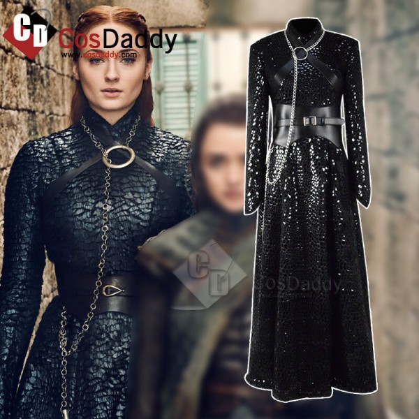 Game Of Thrones Season 8 Sansa Stark Dress Black Cosplay Costume 6941